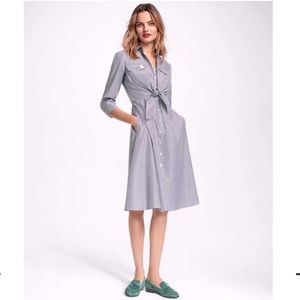 NWT Brooks Brothers Striped Cotton Poplin Tie-Waist Shirt Dress | Size 6